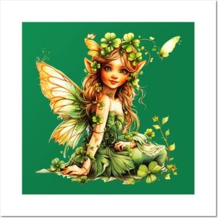 St. Patricks Day Fairy Shamrocks Butterfly Saint Patricks Day Posters and Art